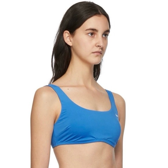 NWT Nike Swim Womens Essential Scoop Neck Bikini Top - Size Large- Pacific Blue - Picture 1 of 5